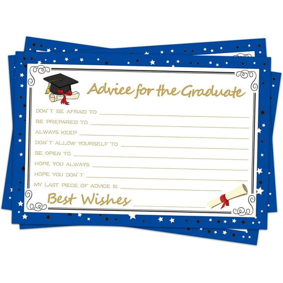 Graduation Wish & Advice Cards - 50PCs Graduation Party Supplies Advice Card for Class of 2025 Graduation Party, Graduate Favors Cards for High/College/Senior School