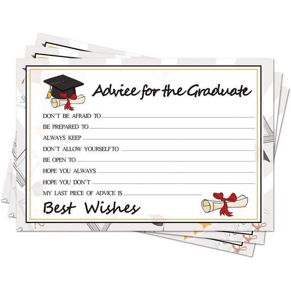 Graduation Wish Cards - 50PCs High School or College Graduation Advice Cards Supplies 2026 Decorations Grad Celebration Party Supplies for High School/College/Senior School