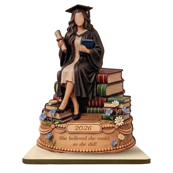 Graduation Wooden Block Plaque, Class of 2026 Grad Gift, Class of 2026 Keepsake Desktop Decorative Sign High School University Commencement Souvenir Inspirational Student Achievement Art