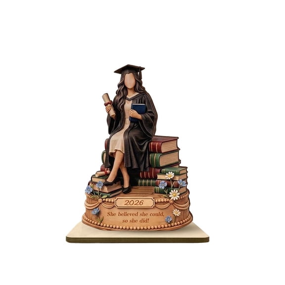 Graduation Wooden Block Plaque, Class of 2026 Grad Gift, Class of 2026 Keepsake Desktop Decorative Sign High School University Commencement Souvenir Inspirational Student Achievement Art