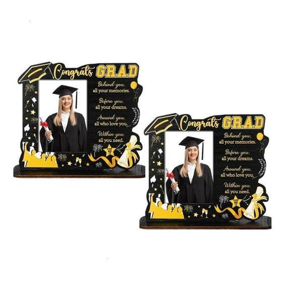 Graduation Wooden Photo Frame Commemorative Display Stand Engraved Inspirational Quote Home Office School Keepsakes