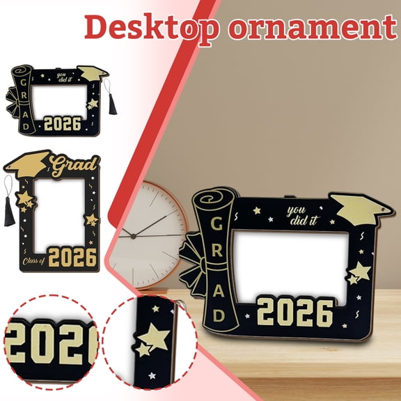 Graduation Wooden Photo Frame Magnetic Decorative Stand, Personalized Creative Gift For Graduates, Desk Or Fridge Display, 4X6 Inch Size