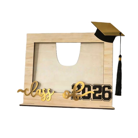 Graduation Wooden Picture Frame 7.9x5.9 Inch, Class of 2026 Photo Frame for Tabletop or Wall, Graduation Gift for High School College Students, Home Office Desk Decor (Beige)