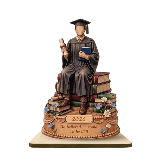 Graduation Wooden Plaque, Class of 2026 Keepsake Desktop Decorative Sign, Wood Graduation Gift