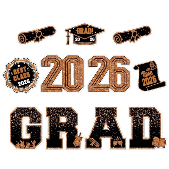 Graduation Yard Signs 2026 Black Gold Glitter Patio Decor Signs Graduation Party Supplies Photo Booth Props Lawn Decor Class Celebration Decorations Indoor Outdoor Party Favors