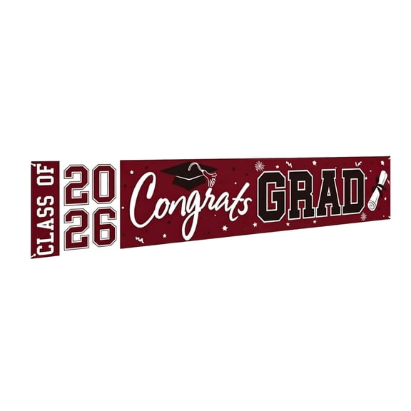 Graduation Yard Signs Class of 2026 Large Congrats Grad Banner for Outdoor Fence or Lawn Display Red Gold Celebration Decor for High School and College Graduation Parties Waterproof Vinyl,Hot Pink