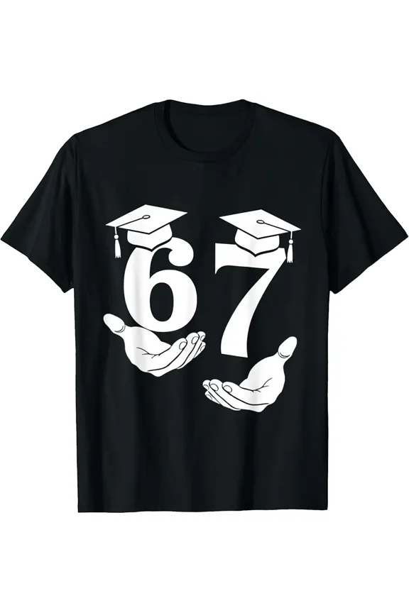 Graduation Year 67 Hands Graphic for Unisex Cotton Short Sleeve Tee
