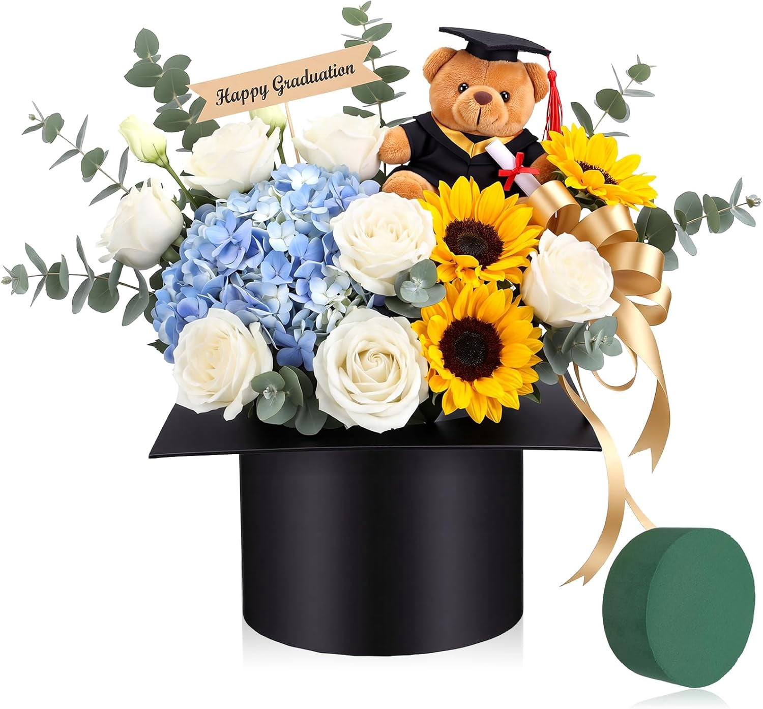 Graduation cap floral box, empty graduation gift container with foam ...