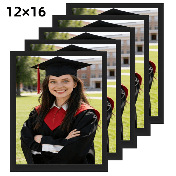 Graduation photo frame set, 5 black 12x14 photo frame display boards and multifunctional photo collage frames, suitable for wall or table display, making it a creative choice