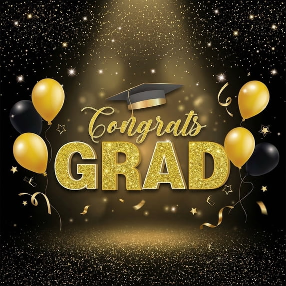 Graduation2026Decorations GoldandBlack Wall Decor Graduation Photo Booth Prop Indoor Outdoor Gathering Decor