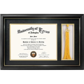 GraduationMall 11 x 17 Black Wood Diploma Frame with Tassel Holder for 8.5 x 11 Certificate Document