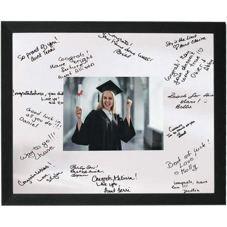 GraduationMall 11x14 Black Signature Picture Frame Holds 5x7 Photo with White Mat for Graduation