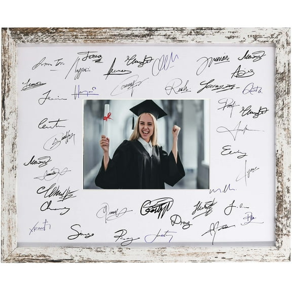 GraduationMall 11x14 White Signature Picture Frame Holds 5x7 Photo with White Mat for Graduation