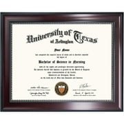 GraduationMall Certificate Diploma Frame UV Protection Acrylic Mahogany with Gold Beads 8.5x11