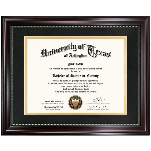GraduationMall Certificate Document Diploma Frame with Black over Gold Mat for 8.5 x 11 / 11 x 14
