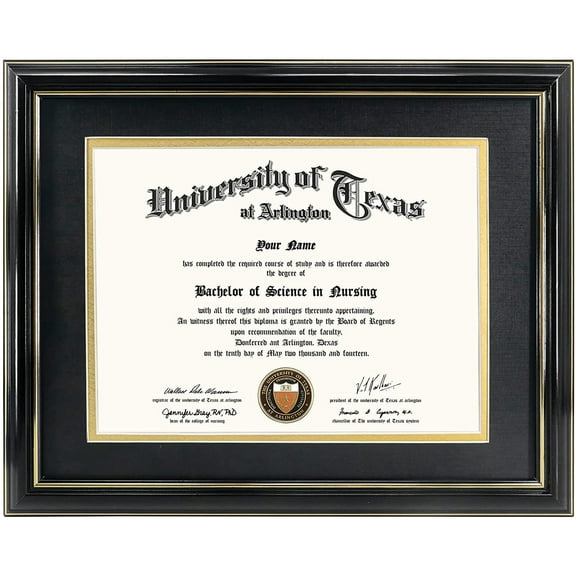 GraduationMall Certificate Frame, Real Wood with Gold Trim for 8.5 x 11 / 11 x 14 inches, Black