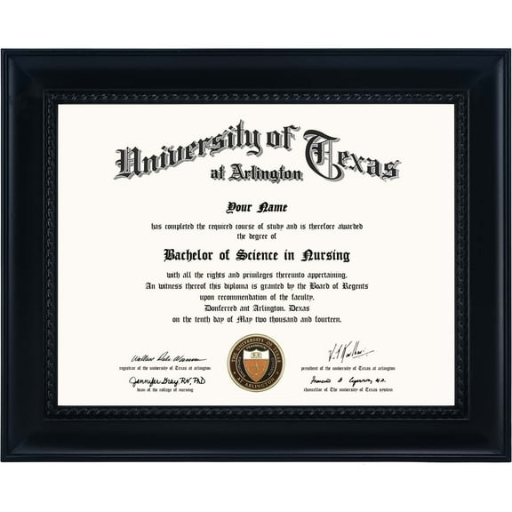 GraduationMall Certificate Documents Diploma Frame Black Solid Wood with Intricate Black Rope Detail 8.5 x 11
