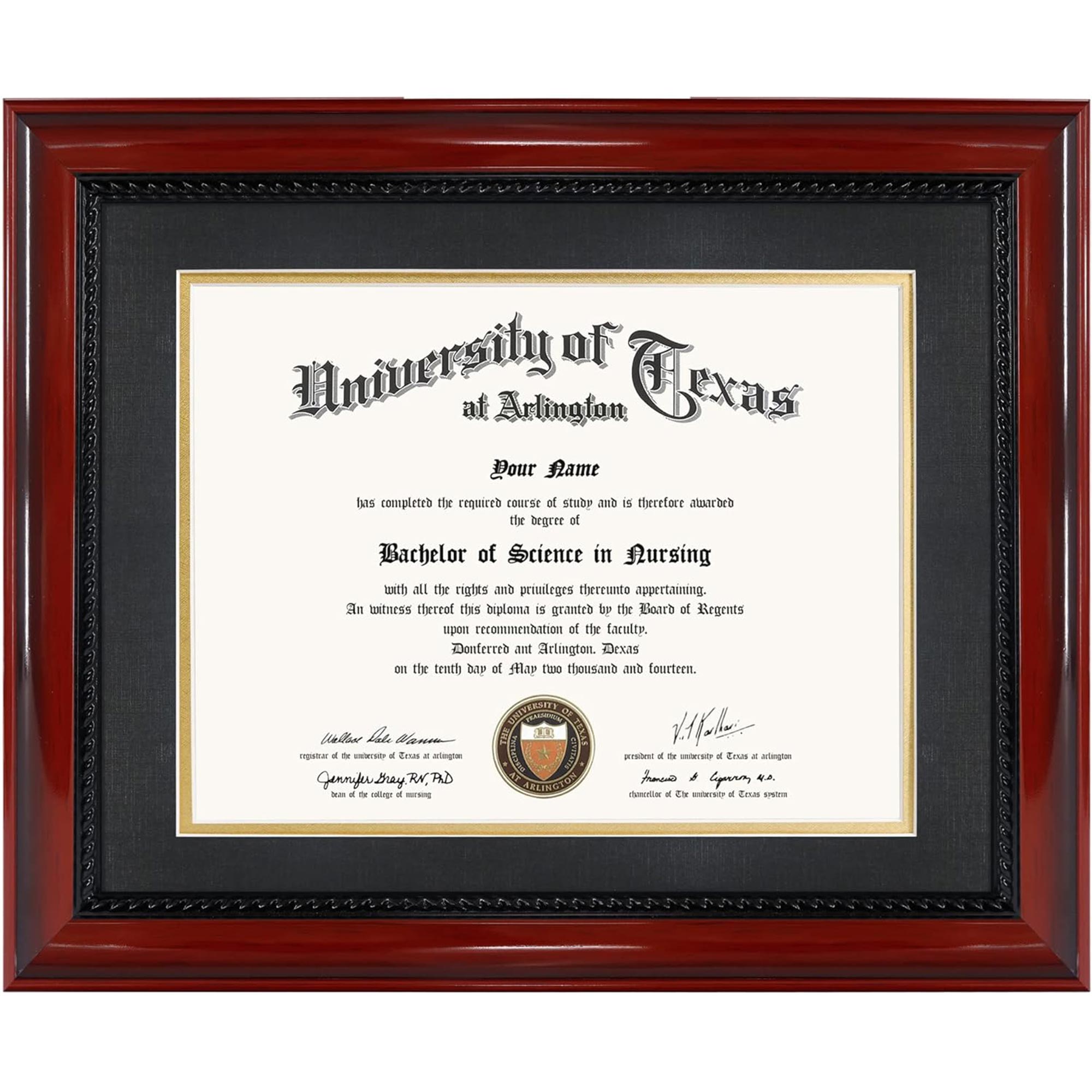 DAX GoldTrimmed Document Frame, Wood, 11 x 14, 8 1/2 x 11, Black