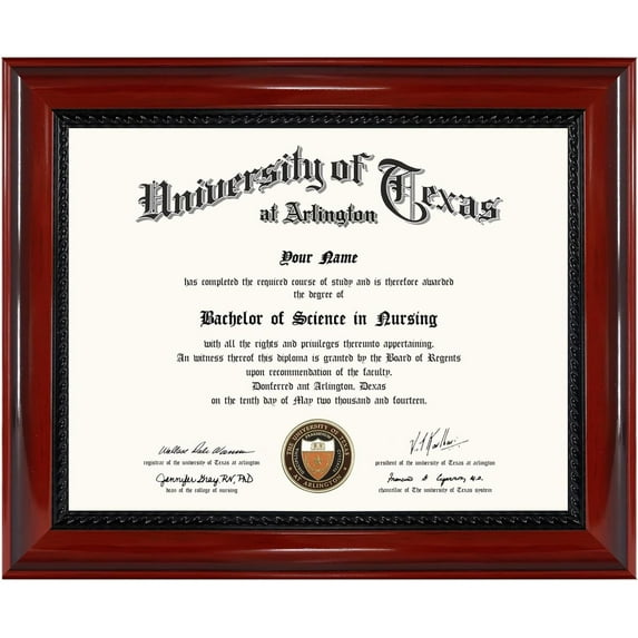 GraduationMall Certificate Documents Diploma Frame Cherry Solid Wood with Intricate Black Rope Detail 8.5 x 11