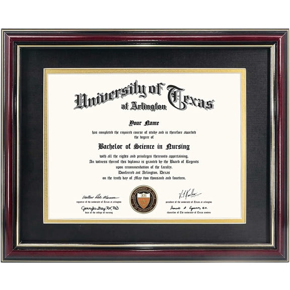 GraduationMall Certificate Documents Diploma Frame Glossy Cherry Real Wood with Black Mat 8.5 x 11 /11 x 14