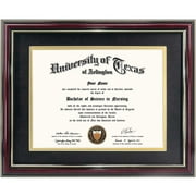GraduationMall Certificate Documents Diploma Frame Glossy Cherry Real Wood with Gold Trim 8.5 x 11 /11 x 14