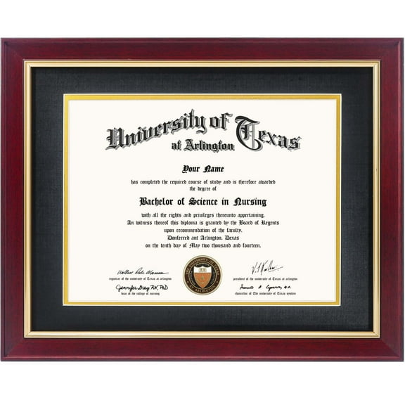 GraduationMall Cherry Diploma Certificate Frame with Gold Trim Tempered Glass 8.5 x 11 /11 x 14