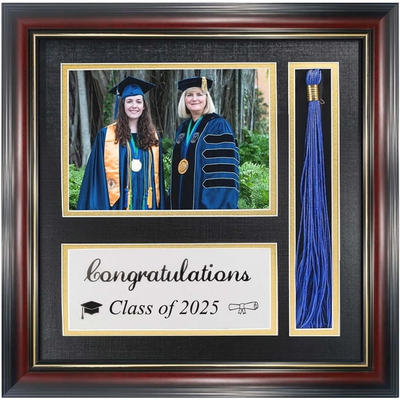 GraduationMall Graduation Solid Wood Photo Shadow Box Frame Class of 2025 with Tassel Holder for 5x7 Pictures