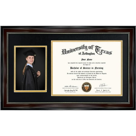 GraduationMall Mahogany Certificate Diploma Frame for 8.5 x 11 Certificate, 5 x 7 Photo