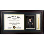 GraduationMall Mahogany Certificate Diploma Frame with Tassel Holder, 8.5 x 11 Certificate, 5 x 7 Photo