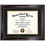 GraduationMall Mahogany Certificate Document Diploma Frame with Black over Gold Mat for 8.5 x 11 / 11 x 14