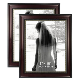 GraduationMall Mahogany with Gold Beads 8x10 Picture Frames for Wall or Tabletop 2-Pack