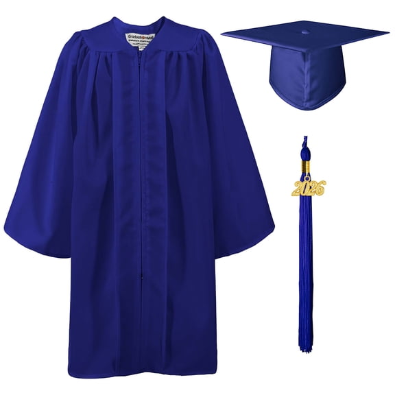 GraduationMall Matte Kindergarten Graduation Gown Cap Set with 2026 Tassel Royal Blue 27(3'6"-3'8")