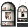 thumbnail image 1 of CFCSRP Shadow Box Frame 10x16 Arch-Shaped Display Cases with Linen Back and Removable Shelves, Picture Frame Wedding Bouquet Memorabilia Medals Photos Memory Box for Keepsakes(Old Black), 1 of 7