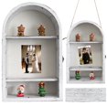 thumbnail image 1 of CFCSRP Shadow Box Frame 10x16 Arch-Shaped Display Cases with Linen Back and Removable Shelves, Picture Frame Wedding Bouquet Memorabilia Medals Photos Memory Box for Keepsakes(Old White), 1 of 7