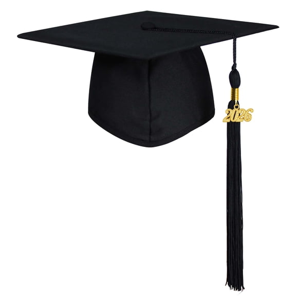 GraduationMall Unisex Adult Matte Graduation Cap with 2026 Tassel Black