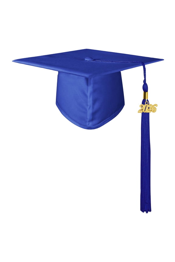 Unisex Adult Matte Graduation Cap with 2026 Tassel Royal Blue