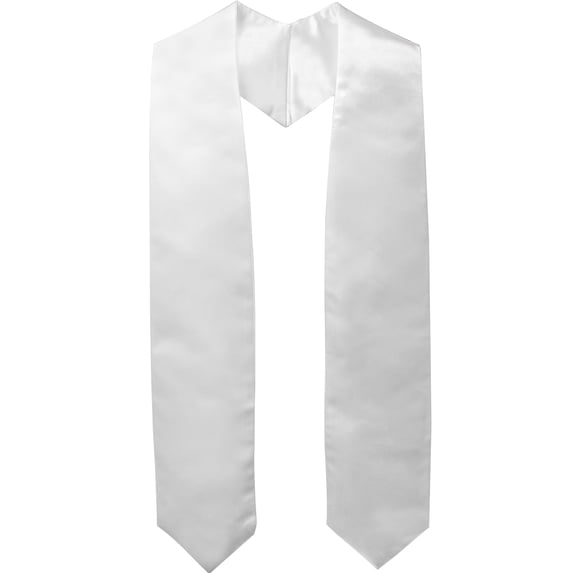 GraduationMall Unisex Adult Plain Graduation Stole 60" White