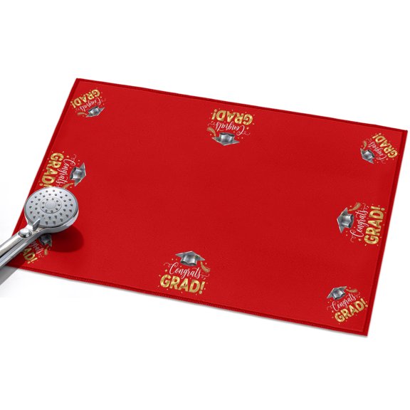 Graduats Grad Entryway Rug 2x3ft Washable Non Slip Bathroom Rug Low Pile Soft Indoor Floor Front Door Mat Academic Cap Red Background Rectangle Area Rugs Carpet for Kitchen Office Dining Room Home