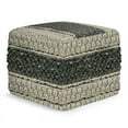 thumbnail image 1 of Simpli Home Grady Contemporary Square Pouf in Green and Natural Handloom Woven, 1 of 6