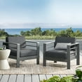 thumbnail image 1 of Grady Outdoor Aluminum Club Chairs with Water Resistant Cushions, Set of 2, Grey, Dark Grey, 1 of 6