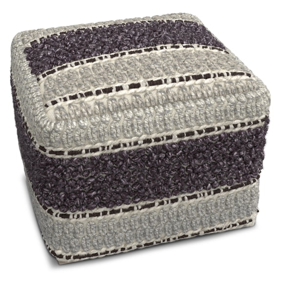 Grady - Square Pouf - Magenta / Natural