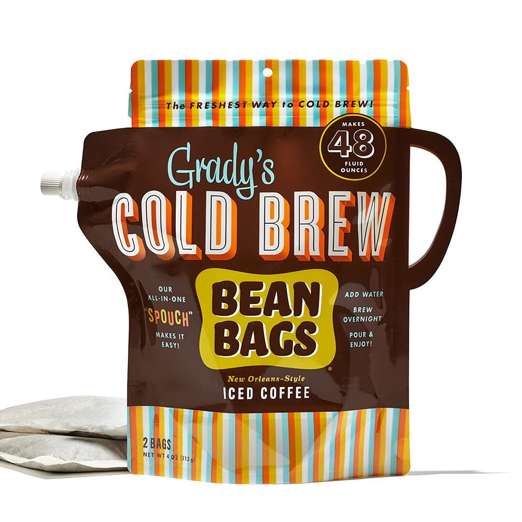 Grady's Cold Brew Coffee, The Spouch with 2 (2oz) Bean Bags + 1 Spouch Pour Bag, 4 (12oz) Servings (Original)