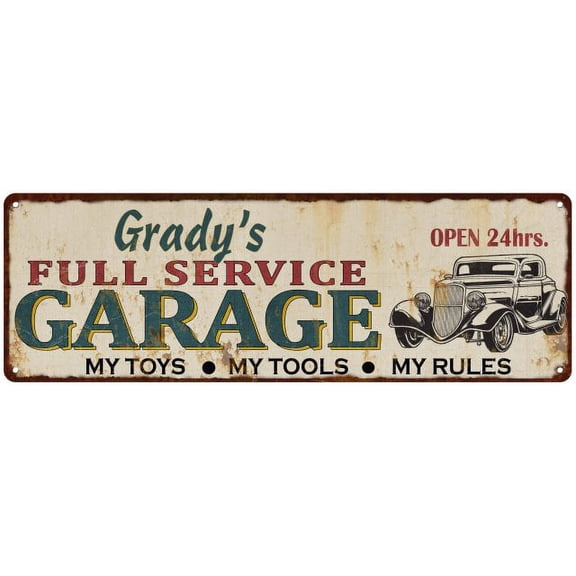 Grady's Full Service Garage Metal Sign 8x24 Rusty Man Cave 108240047196