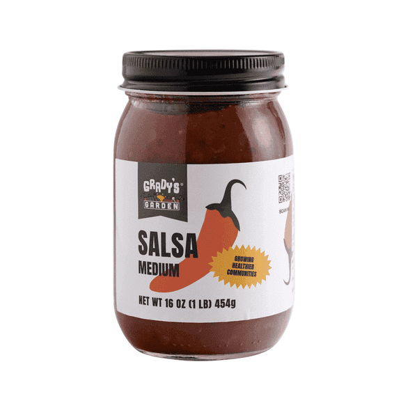 Grady's Garden Medium Salsa, Premium ingredients, No added sugar, No artificial flavors or colors, 16oz glass jar