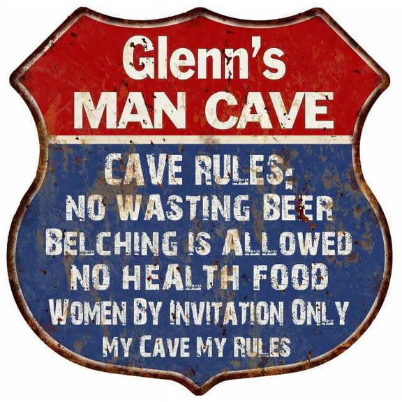 Grady's Man Cave Rules Sign Shield Metal Gift 211110023171