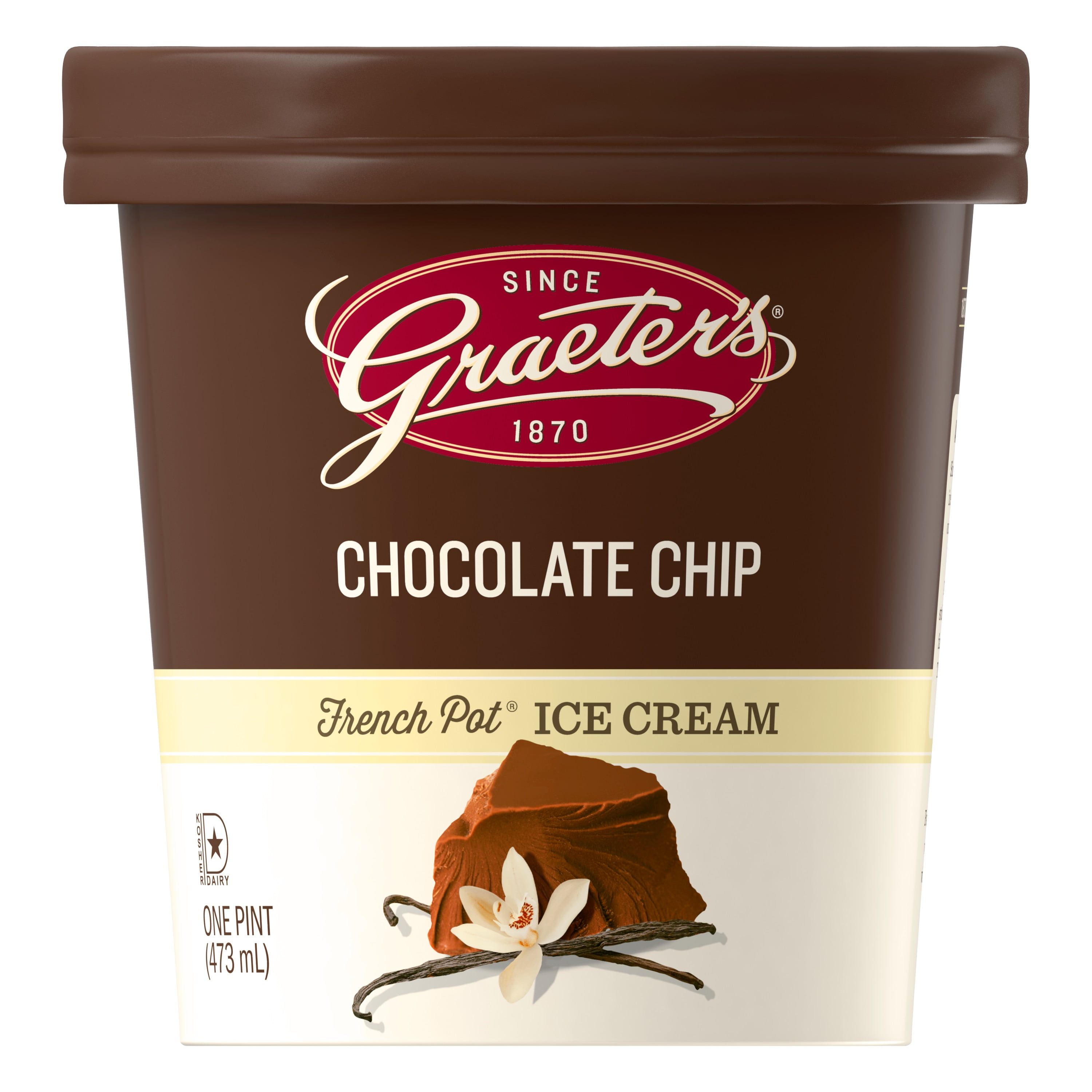Graeter’s Chocolate Chip, Vanilla based, French Pot Ice Cream, 16 oz