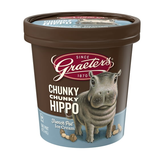Graeter's Chunky Chunky Hippo, French Pot Ice Cream, 16oz tub