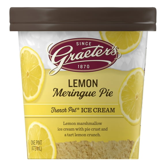 Graeters Lemon Meringue Pie Ice Cream, Premium French Pot, 1Pint Tub