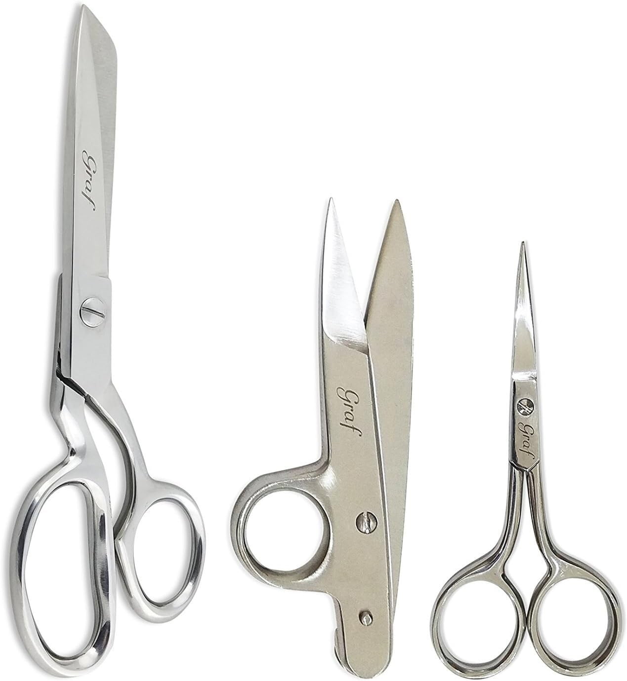 Graf Tailors Kit 8" Knife Edge Shears 4" Embroidery Scissors 4.5" Thread Nippers