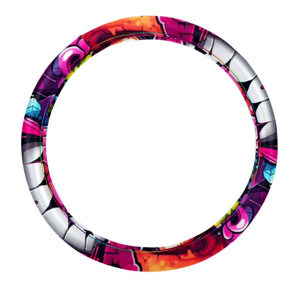 Graffiti 14.5 Inch Printing PVC Leather Auto Accessories Steering Wheel Covers Car Wheel Cover Steering Wheel Cover